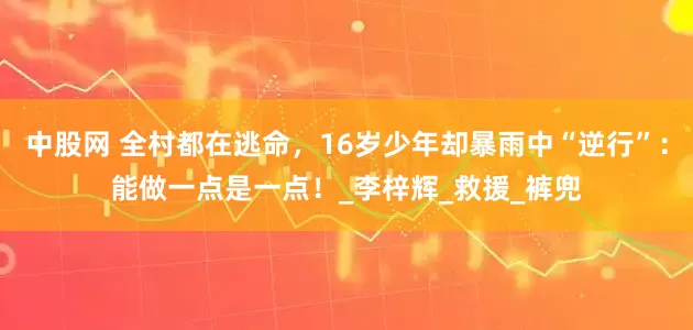 中股网 全村都在逃命，16岁少年却暴雨中“逆行”：能做一点是一点！_李梓辉_救援_裤兜